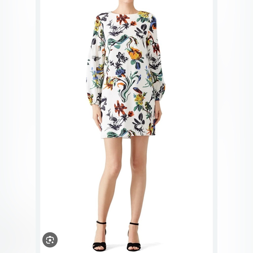 Tibi Multicolor Silk Floral Long Sleeve Dress Size 8